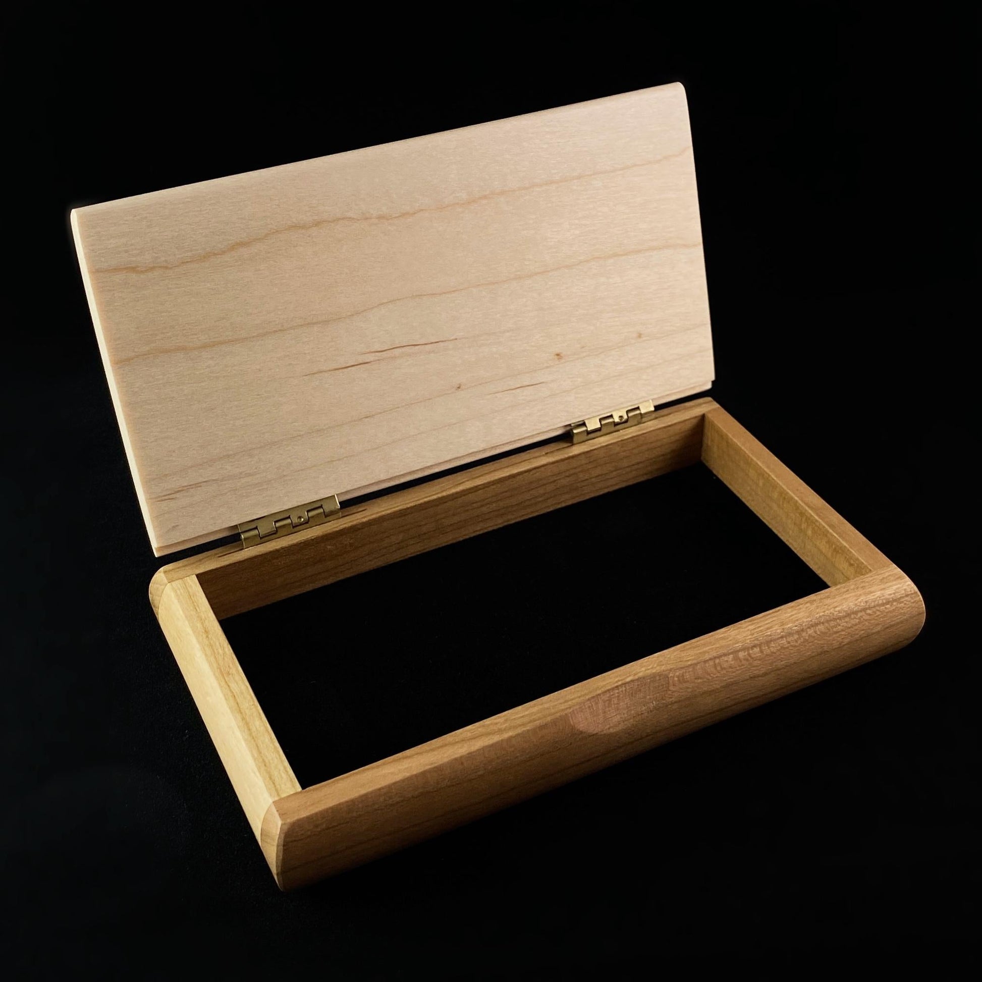 Handmade Wooden Box with Curly Maple and Cherry, Made in USA