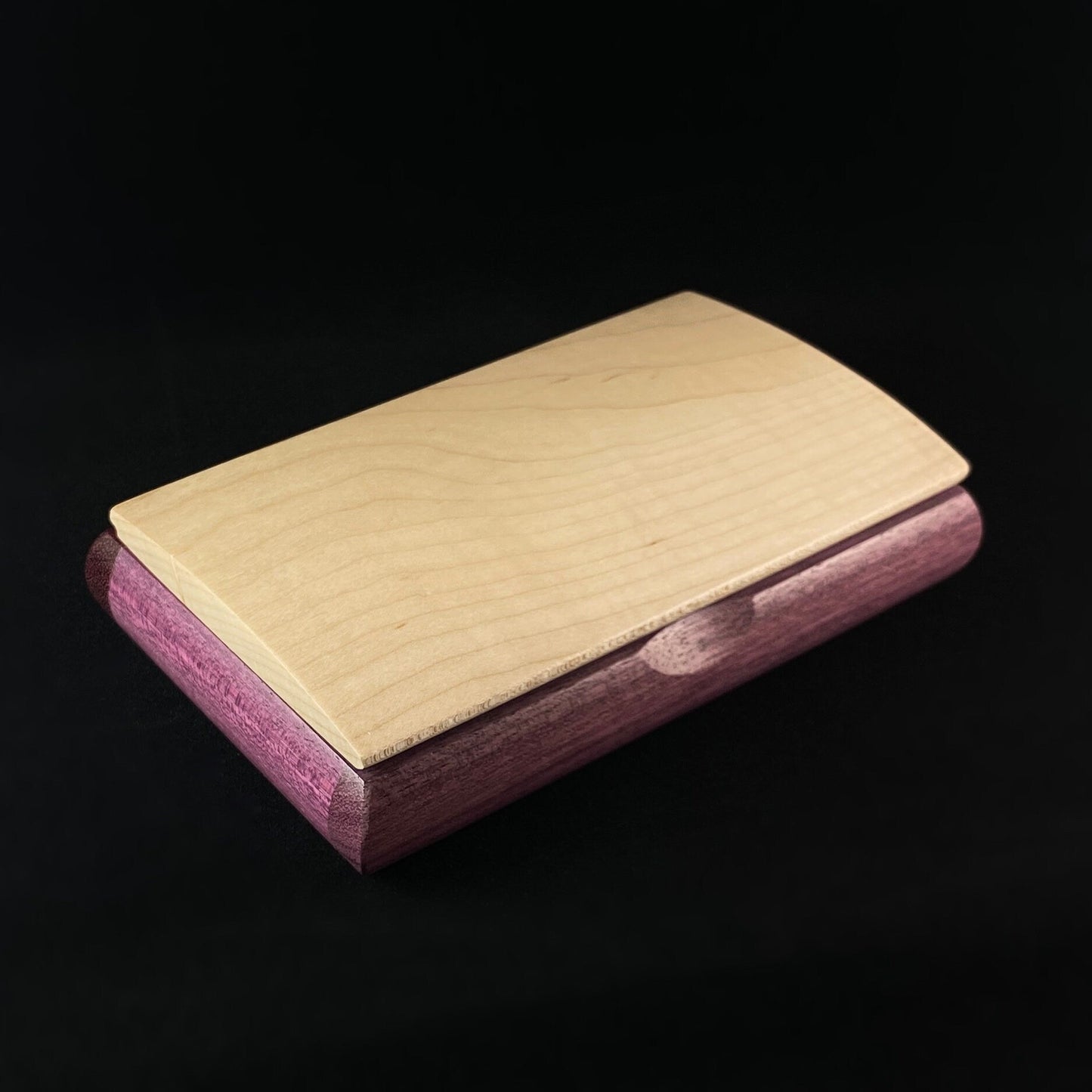 Handmade Wooden Box with Curly Maple and Purpleheart, Made in USA
