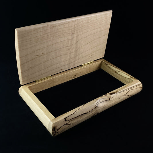 Handmade Wooden Box with Curly Maple and Spalted Maple, Made in USA