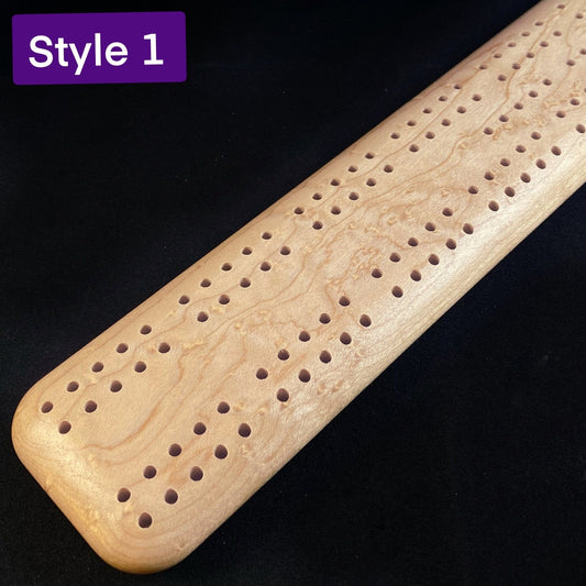 Handmade Wooden Cribbage Board with Pegs - Birdseye Maple