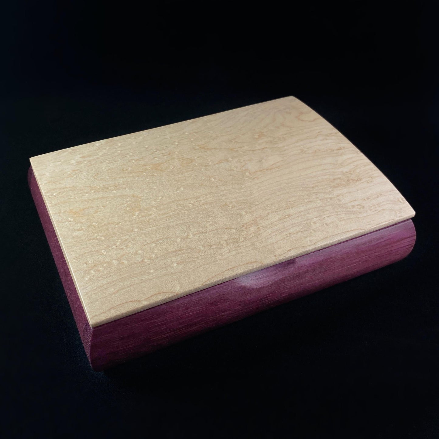 Handmade Wooden Jewelry Box - Birdseye Maple and Purpleheart