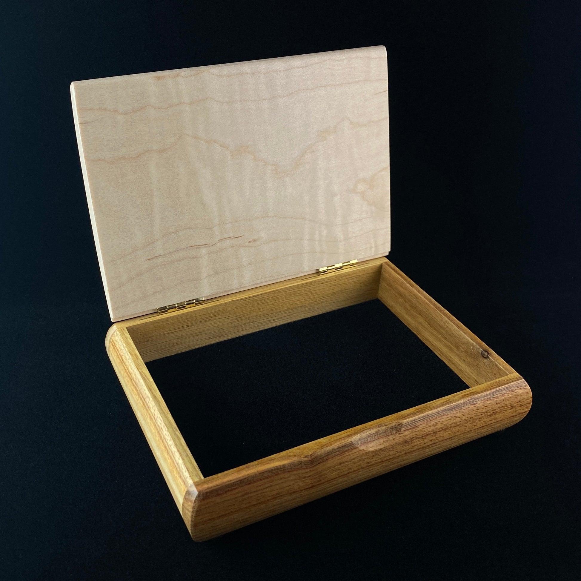 Handmade Wooden Jewelry Box - Canarywood and Curly Maple
