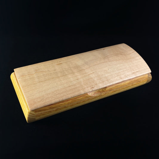 Handmade Wooden Pen Box for Two Pens with Canarywood, Cherry, Curly Maple - Made in USA