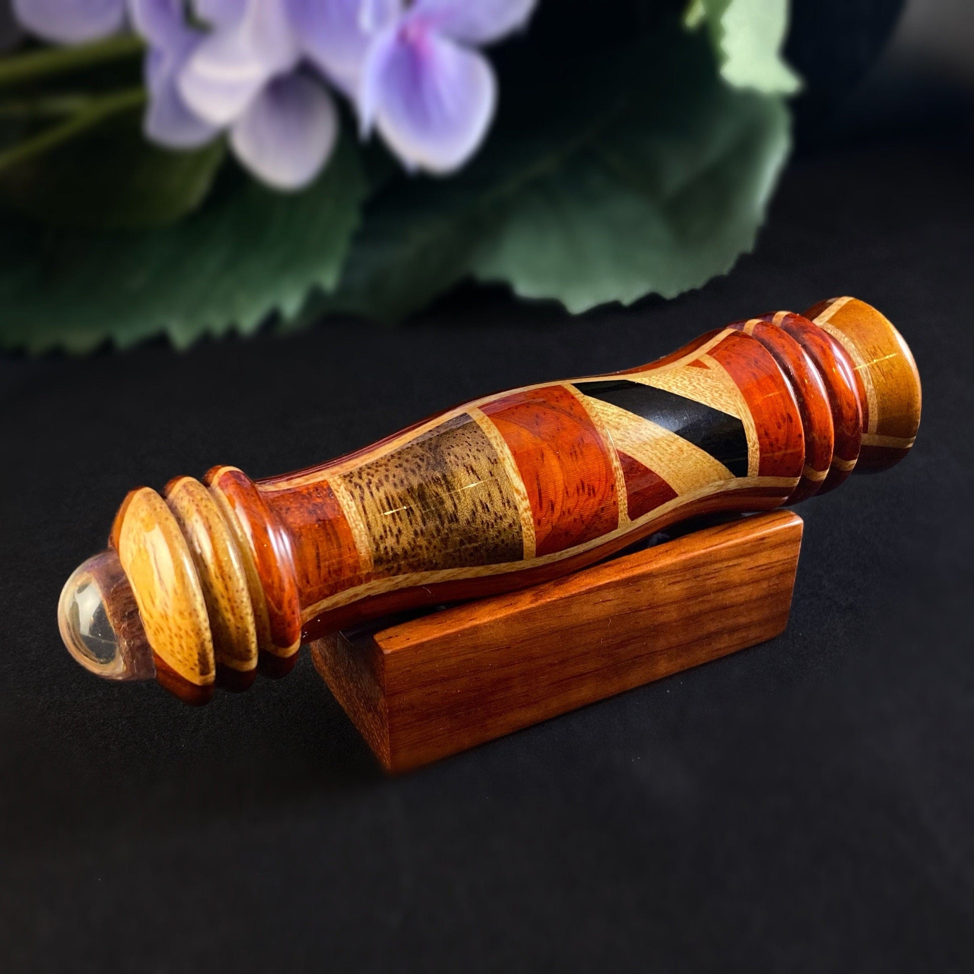 Handmade Wooden Small Teleidoscope with Padauk Marquetry