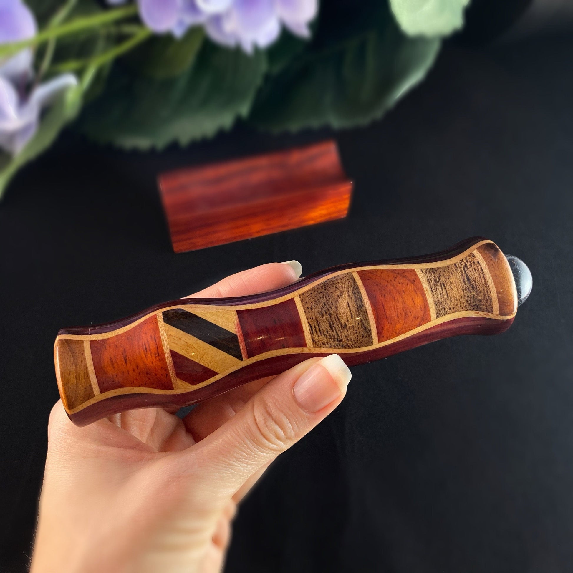 Handmade Wooden Teleidoscope with Padauk Marquetry