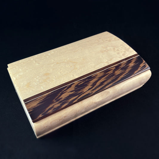 Handmade Wooden Treasure Box with Birdseye Maple, Wenge - Made in USA