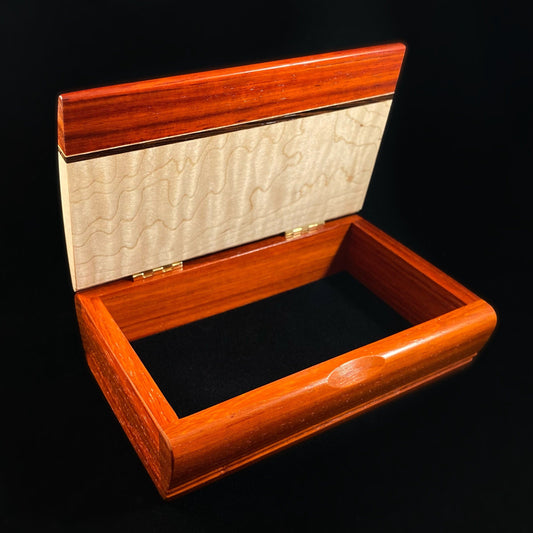 Handmade Wooden Treasure Box with Curly Maple, Padauk, Wenge - Made in USA