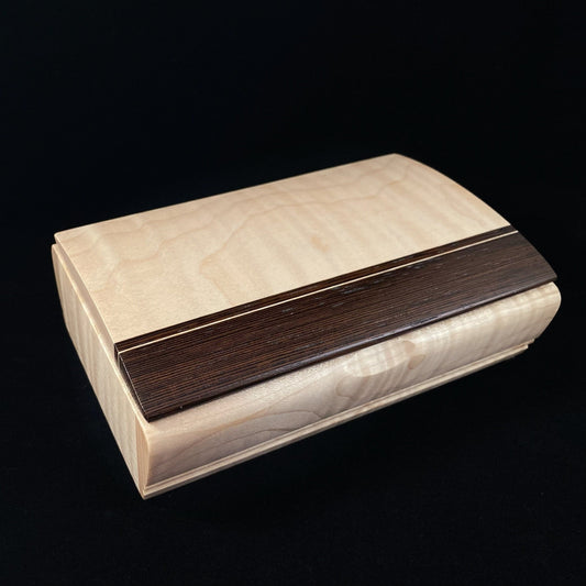 Handmade Wooden Treasure Box with Curly Maple, Wenge - Made in USA