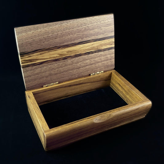 Handmade Wooden Treasure Box with Shedua, Wenge, Zebrawood - Made in USA