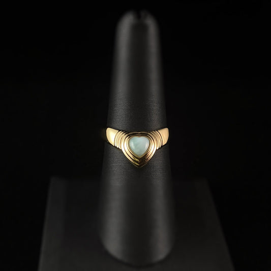 Heart Shaped Larimar Ring with Gold Band, Size 7 - Heart of Stone