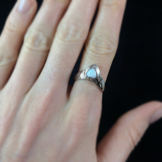 Heart Shaped Larimar Ring with Silver Band, Size 7 - Heart of Stone