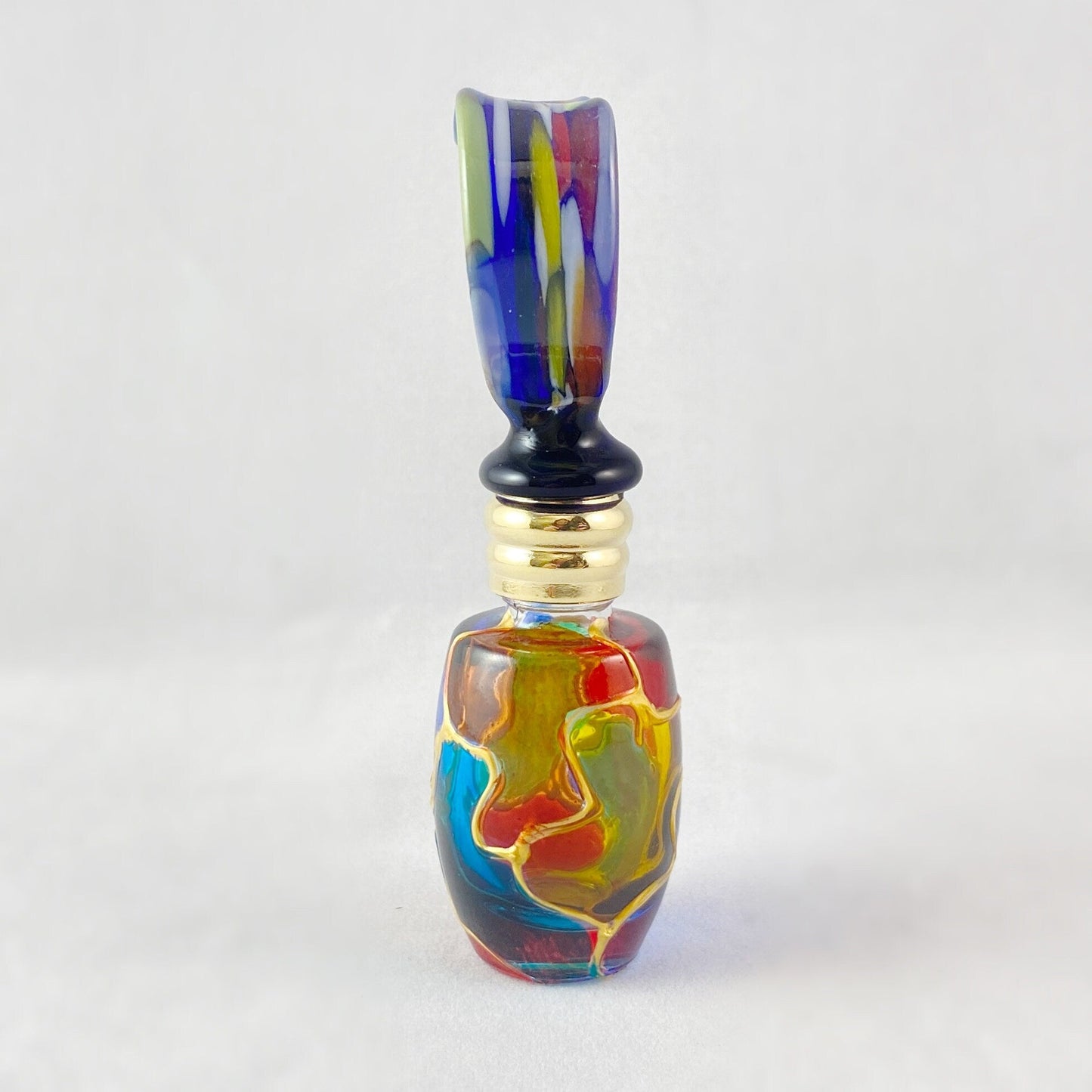 Heart Top Venetian Glass Perfume Bottle - Handmade in Italy, Colorful Murano Glass