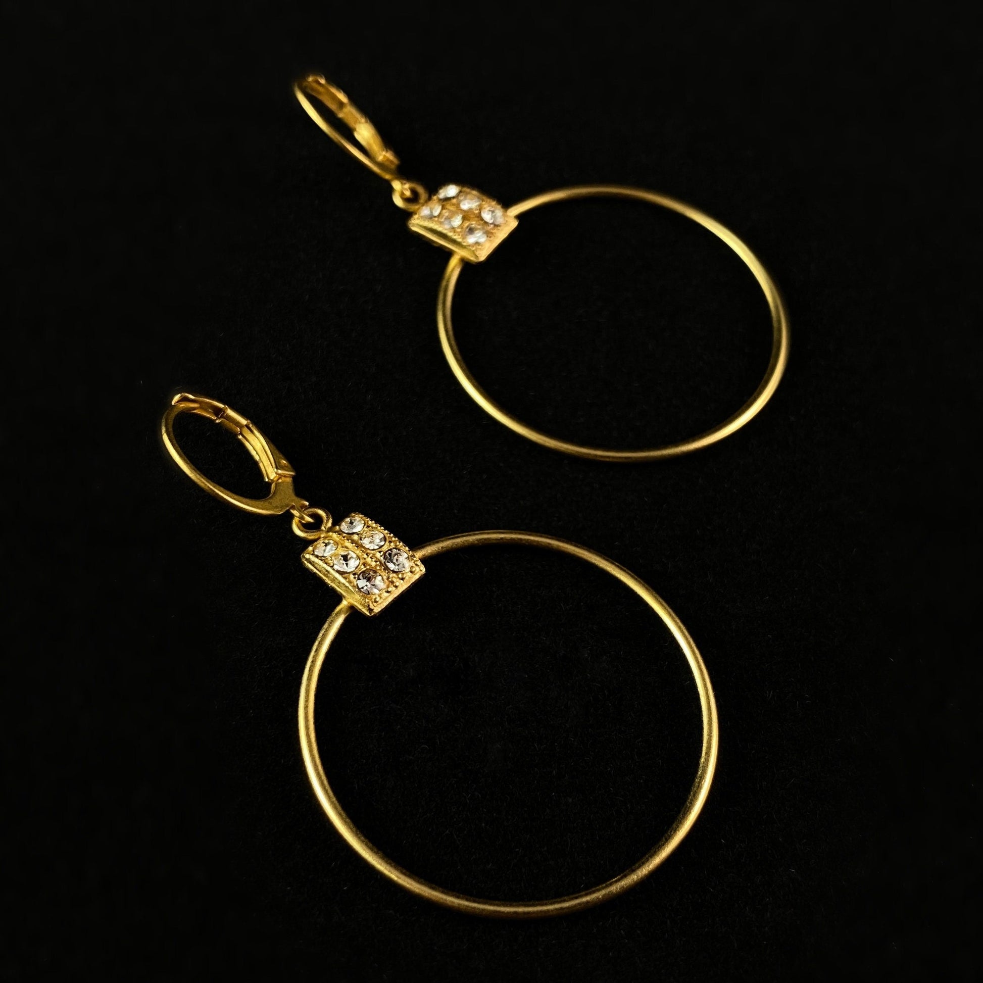 Hoop Earrings with Swarovski Crystal Accent - La Vie Parisienne by Catherine Popesco