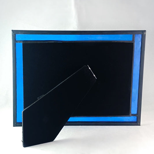 Horizontal 5x7 Blue Geometric Glass Picture Frame - Picture