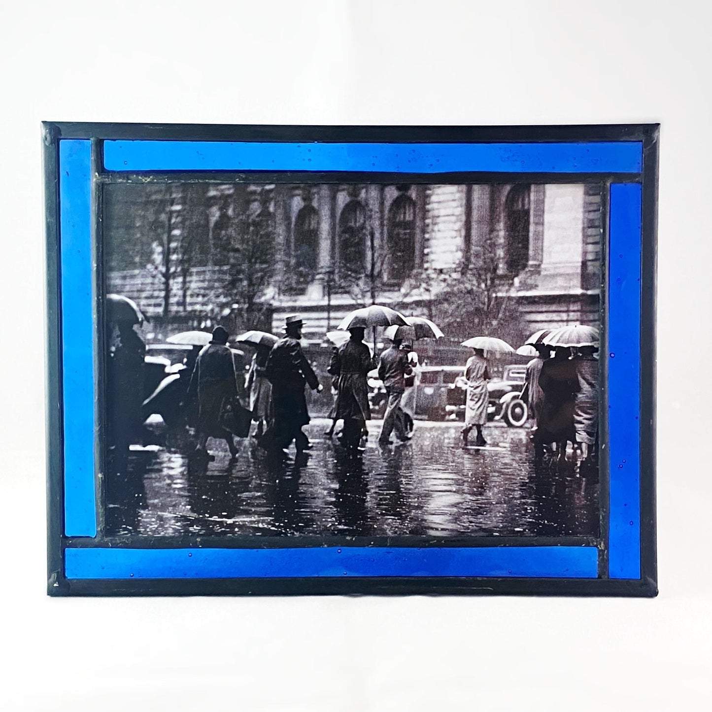 Horizontal 5x7 Blue Geometric Glass Picture Frame - Picture