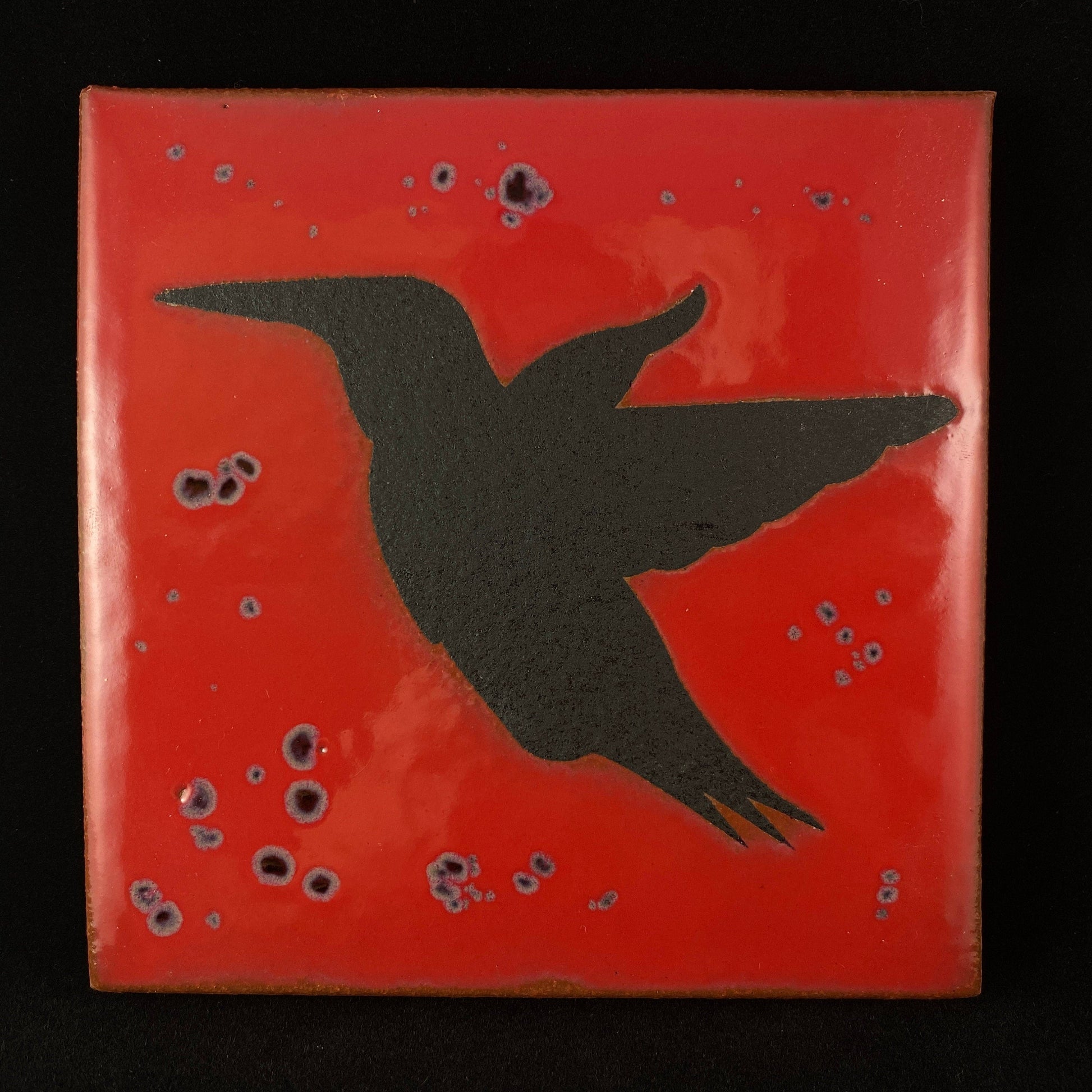 Hummingbird Handmade Glazed Tile, Made in USA - Wall Decor, Table Decor, Trivet
