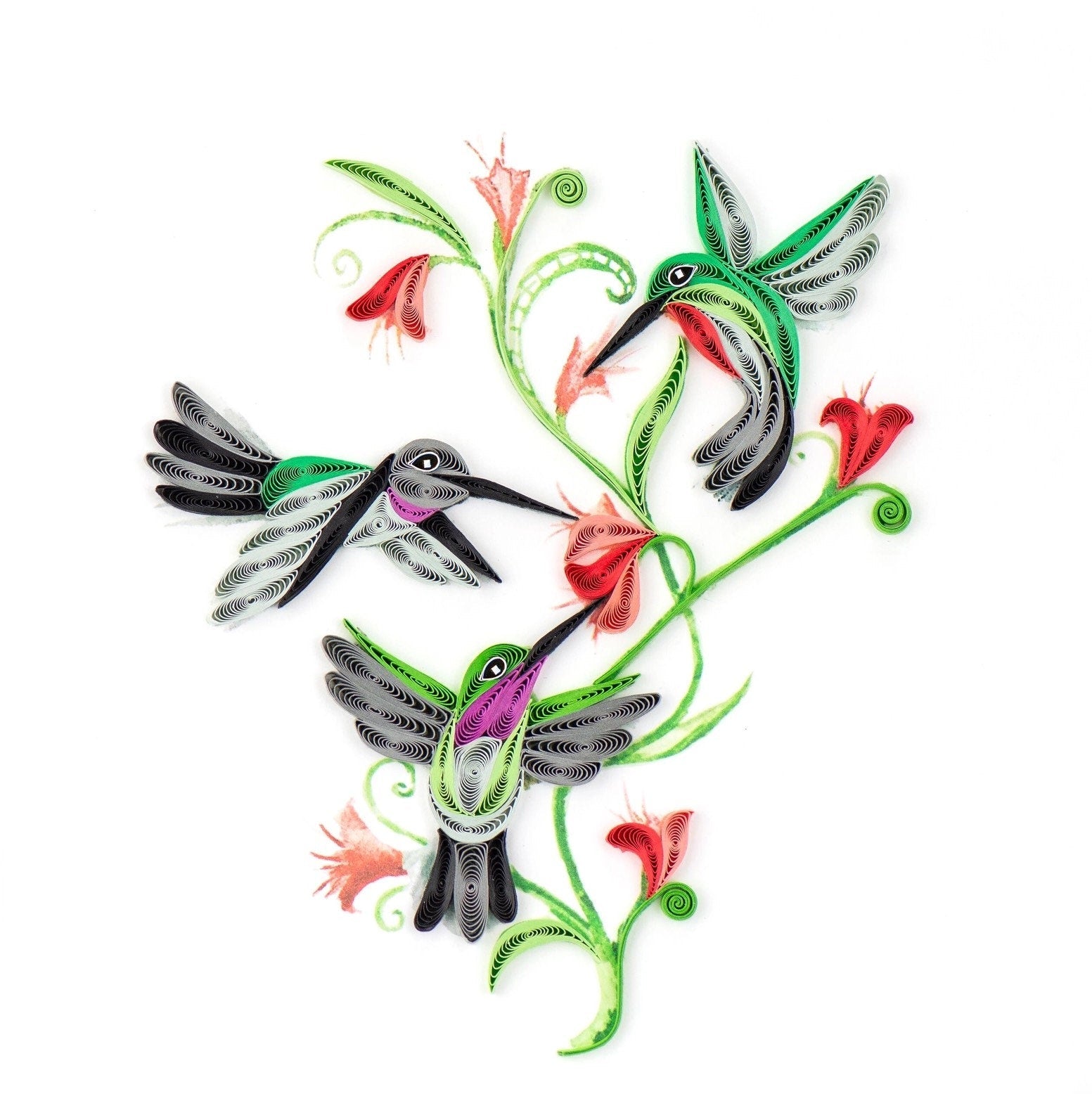 Hummingbird Trio - Framed Quilling Artwork