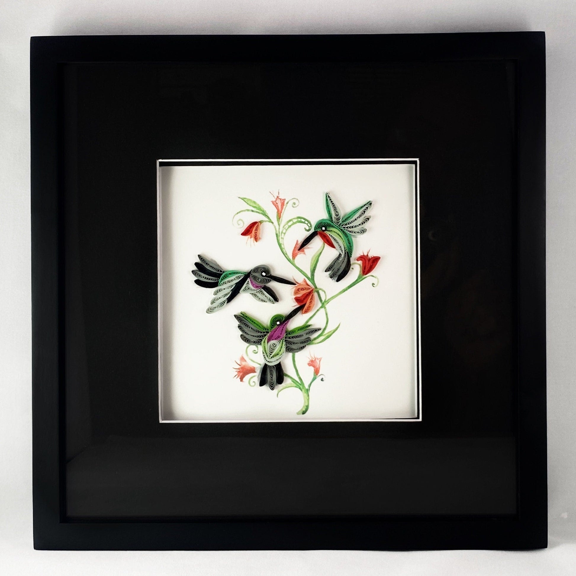 Hummingbird Trio - Framed Quilling Artwork