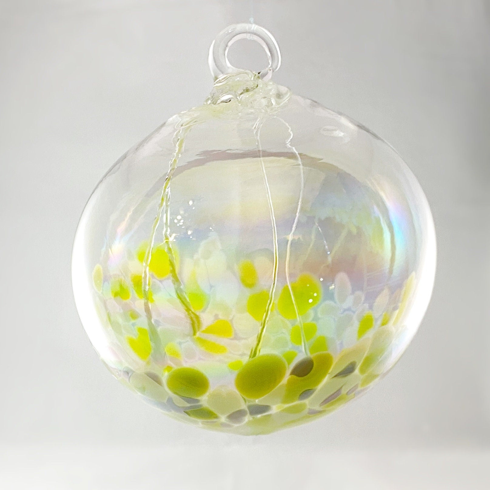 Handmade Glass Witches Ball, #4 - Chartreuse (Iridescent)