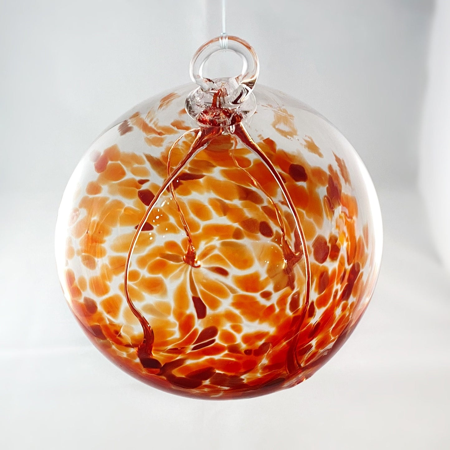 Handmade Glass Witches Ball, #53 - Red/Orange