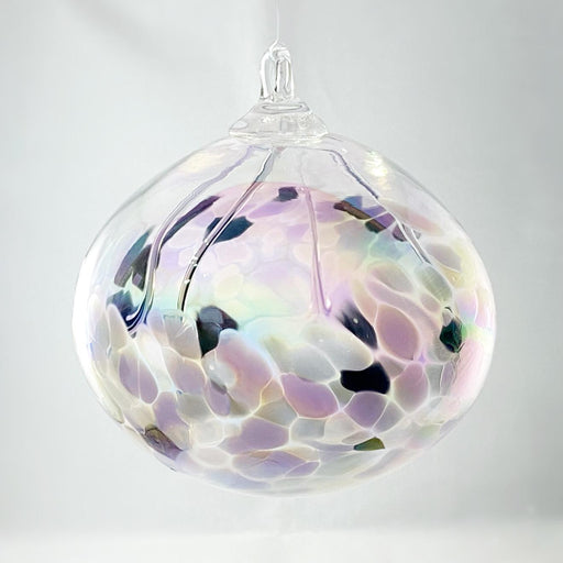 Handmade Glass Witches Ball, #35 - Iridescent Pink/White/Black