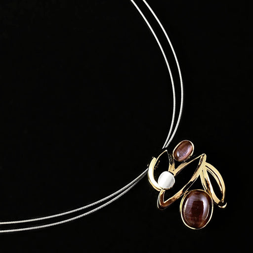 Lightweight Handmade Geometric Aluminum Necklace, Purple/Gold, Falling Leaves