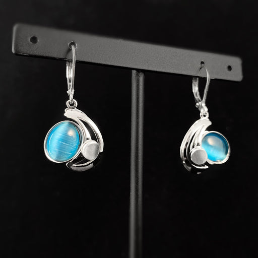 Lightweight Handmade Geometric Aluminum Earrings, Silver/Blue, Moonlight