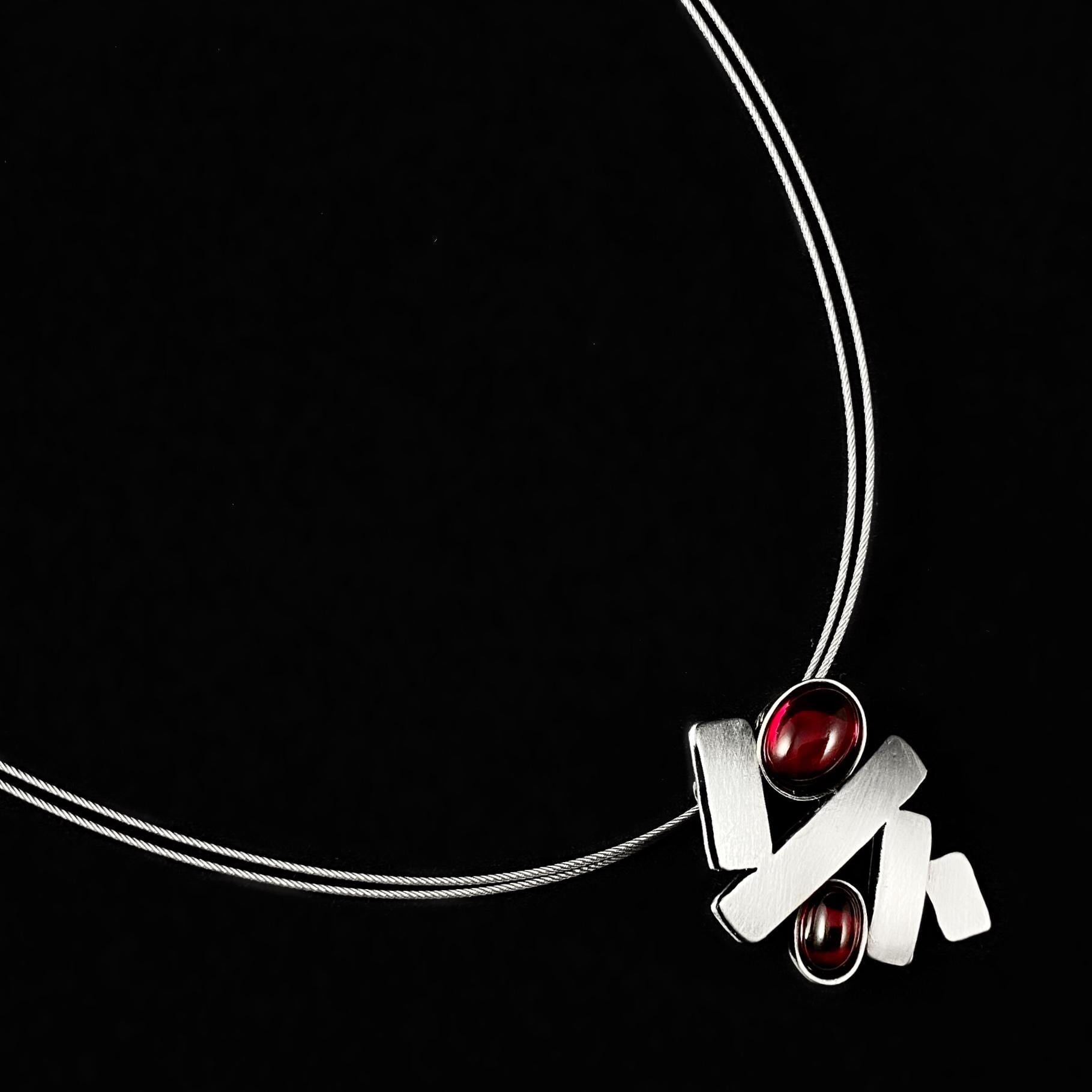 Lightweight Handmade Geometric Aluminum Necklace, Red/Silver, Teeter Totter