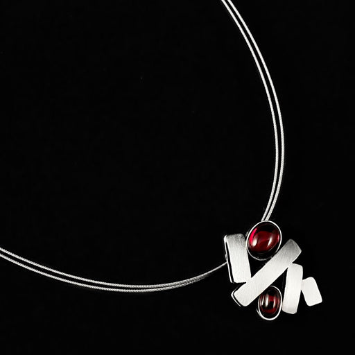 Lightweight Handmade Geometric Aluminum Necklace, Red/Silver, Teeter Totter