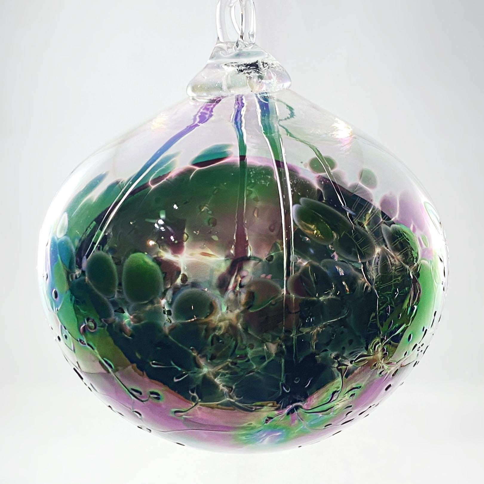 Handmade Glass Witches Ball, #37 - Iridescent Purple/Green
