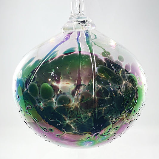 Handmade Glass Witches Ball, #37 - Iridescent Purple/Green