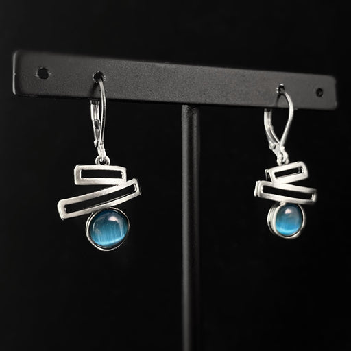 Lightweight Handmade Geometric Aluminum Earrings, Silver/Blue, Balancing Act