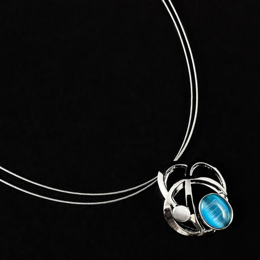Lightweight Handmade Geometric Aluminum Necklace, Blue/Silver, Moonlight