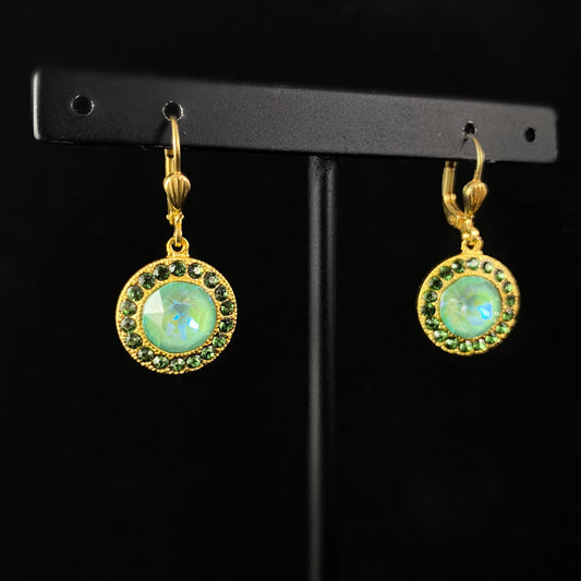 Seafoam Round Cut Swarovski Crystal Drop Earrings - La Vie Parisienne by Catherine Popesco
