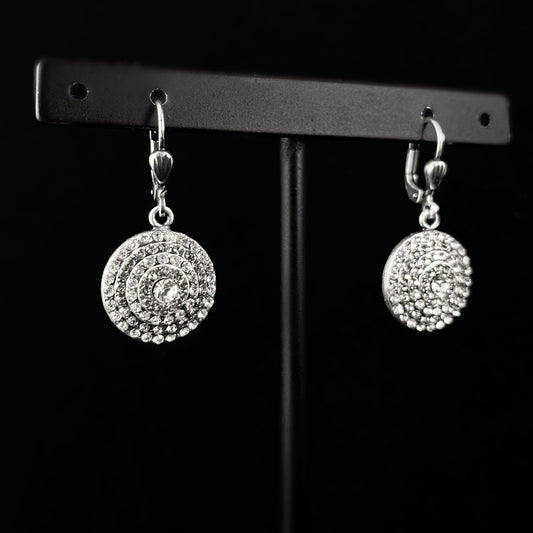 Round Swarovski Crystal Earrings, Clear - La Vie Parisienne by Catherine Popesco