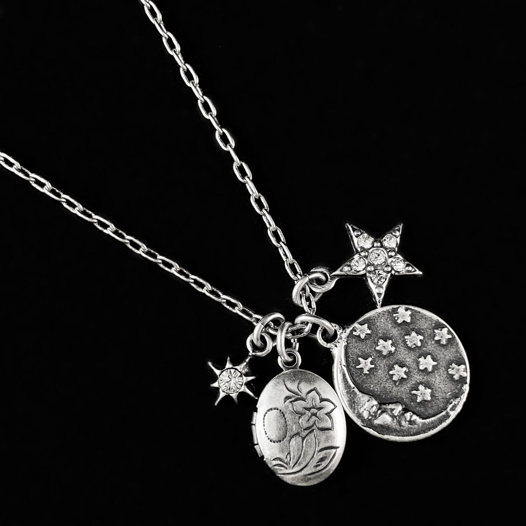 Silver Celestial Charm Pendant Necklace - La Vie Parisienne by Catherine Popesco