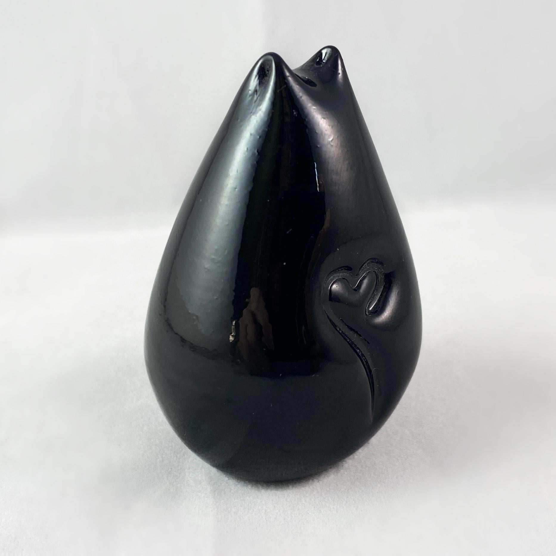 Hand Blown Glass Kitty Cat, Lucky Black - Unique Decor, Made in USA