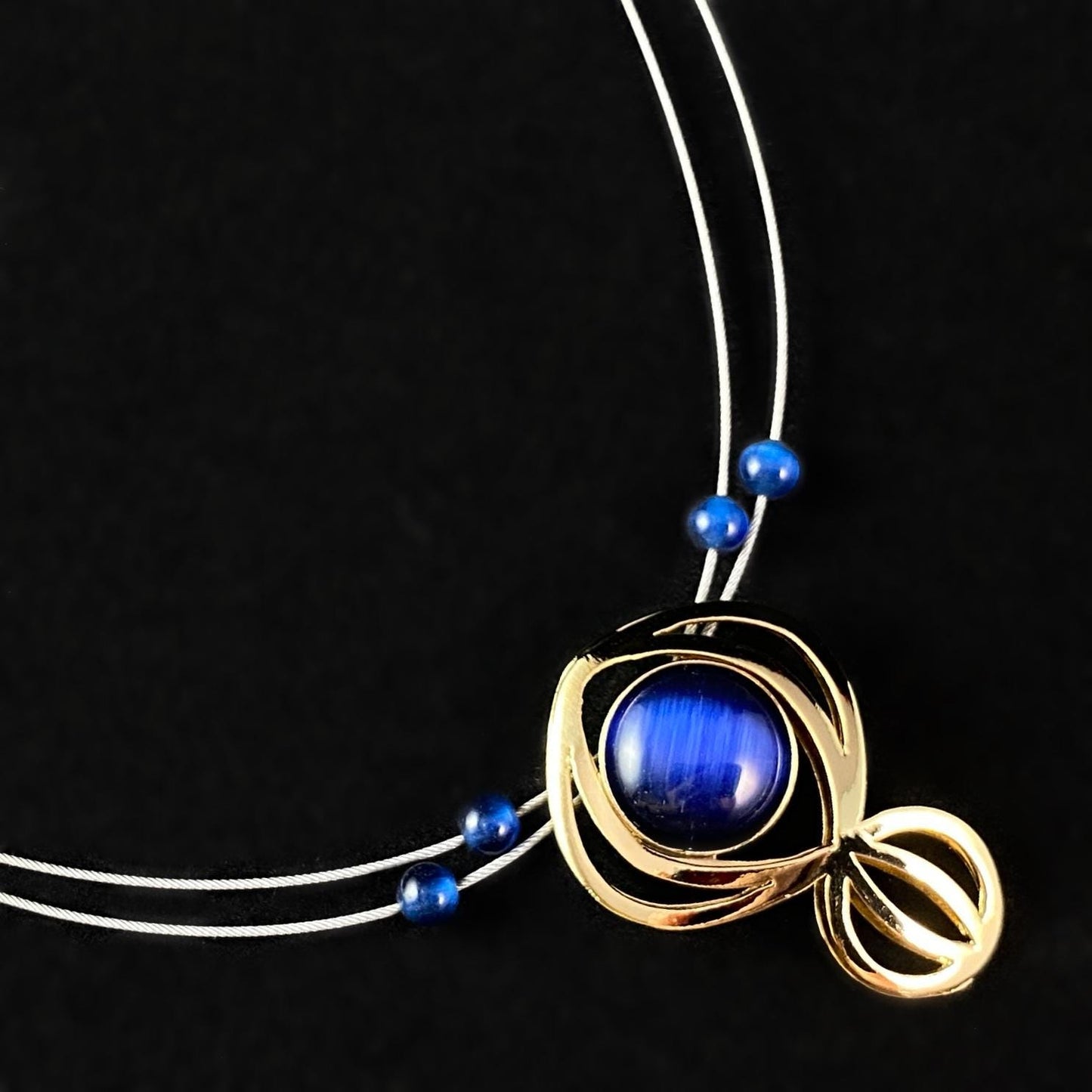 Lightweight Handmade Geometric Aluminum Necklace, Blue/Gold, Dreamcatcher