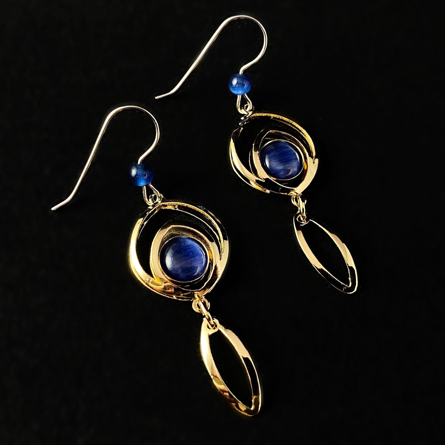 Lightweight Handmade Geometric Aluminum Earrings, Blue/Gold, Dreamcatcher
