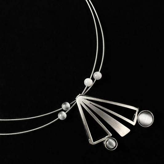 Lightweight Handmade Geometric Aluminum Necklace, Silver/Gray, Sailboat