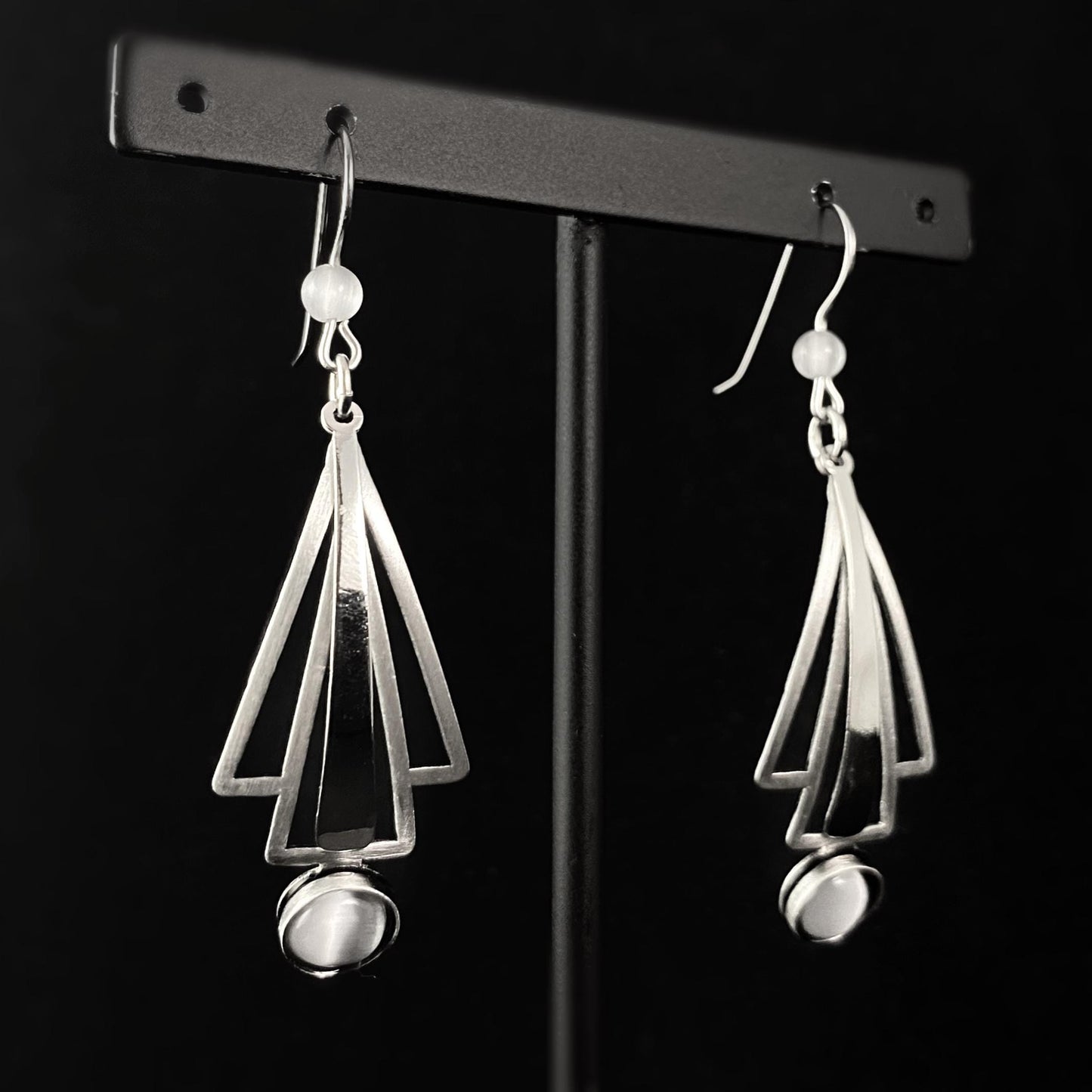 Lightweight Handmade Geometric Aluminum Earrings, Silver/Gray, Sailboat