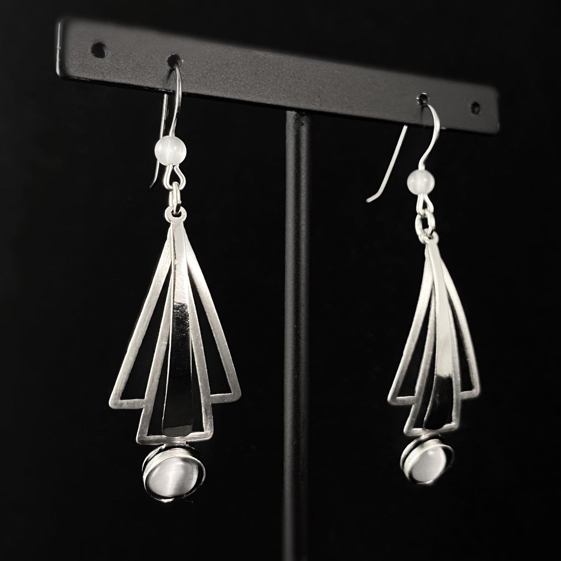 Lightweight Handmade Geometric Aluminum Earrings, Silver/Gray, Sailboat