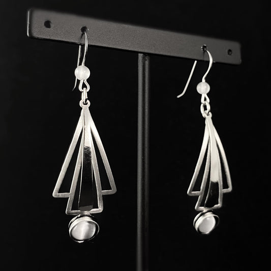 Lightweight Handmade Geometric Aluminum Earrings, Silver/Gray, Sailboat