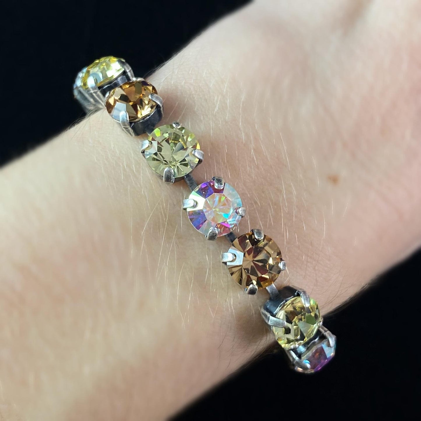 Multicolor Warm Tones Swarovski Crystal Bracelet - La Vie Parisienne by Catherine Popesco