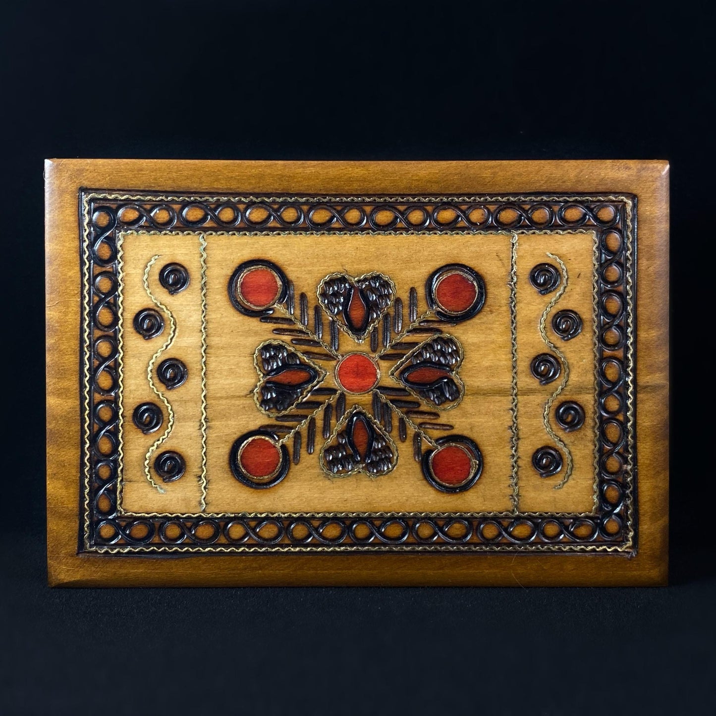 Infinity Symbol and Hearts Jewelry Box, Handmade Hinged Wooden Treasure Box