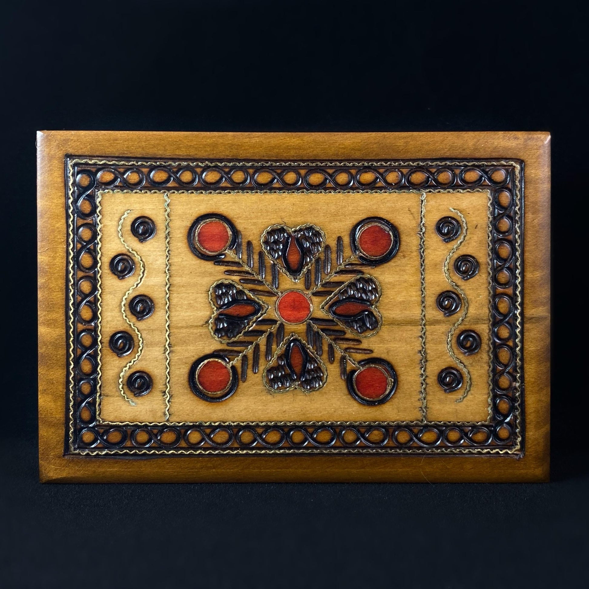 Infinity Symbol and Hearts Jewelry Box, Handmade Hinged Wooden Treasure Box