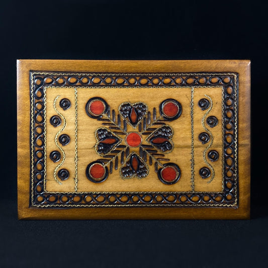 Infinity Symbol and Hearts Jewelry Box, Handmade Hinged Wooden Treasure Box