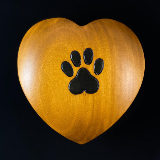 Paw Print Heart Shaped Swivel Top Jewelry Box, Handmade Wooden Treasure Box