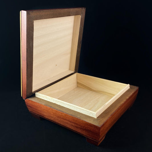 Treble Clef Design Jewelry Box, Handmade Hinged Wooden Treasure Box