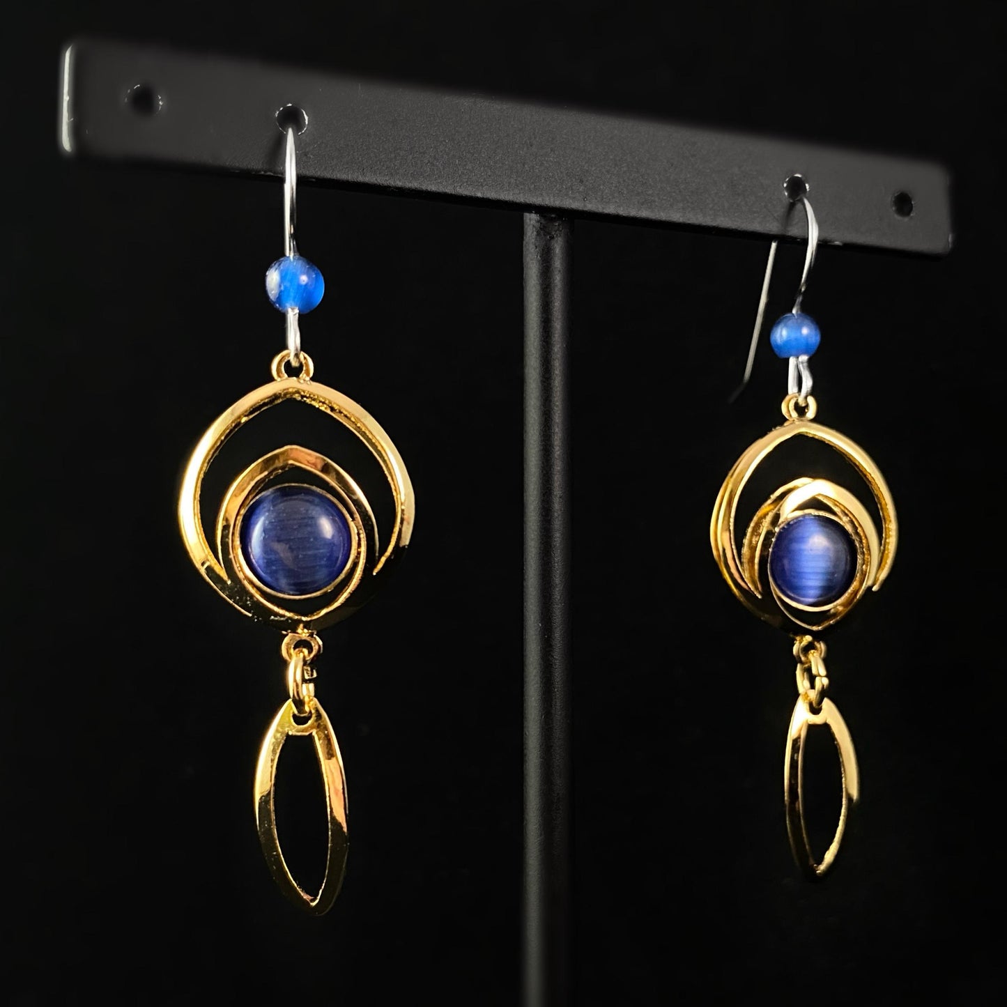 Lightweight Handmade Geometric Aluminum Earrings, Blue/Gold, Dreamcatcher